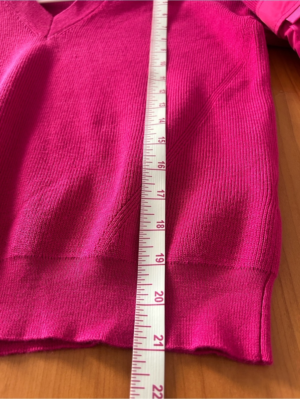 DKNY Women's V-Neck Sweater in Bright Fuchsia Pink - Picture 8 of 9